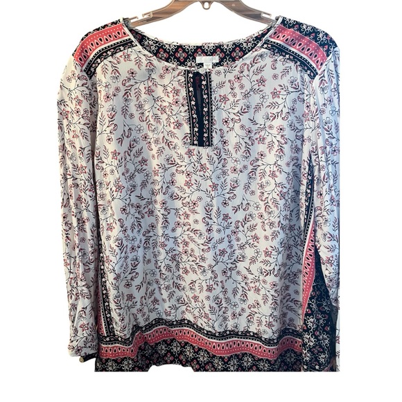 J. Jill Tops - J. Jill Floral Print Long Sleeve Top Plus 3X